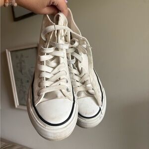Classic Platform White High-Top Sneakers